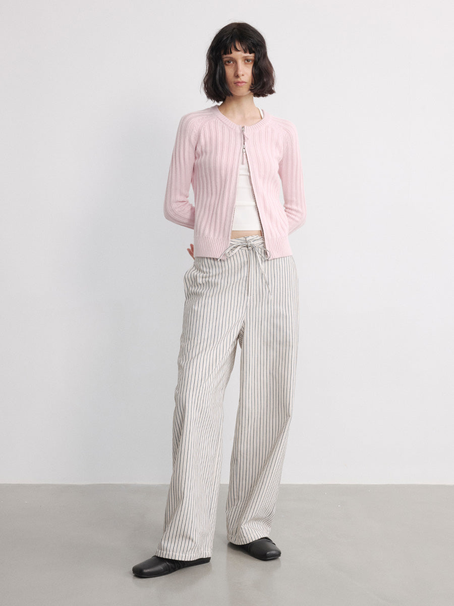 JCAESAR WOMEN Striped Drawstring Velvet Banana Pants - jcaesarclo