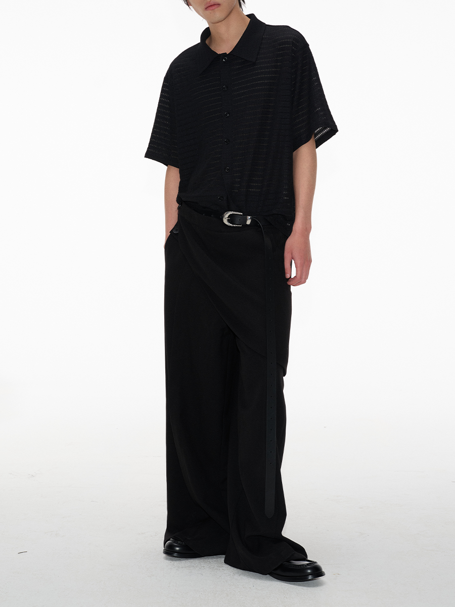 Jcaesar Cut-Out Striped Short-Sleeved Shirt - jcaesarclo