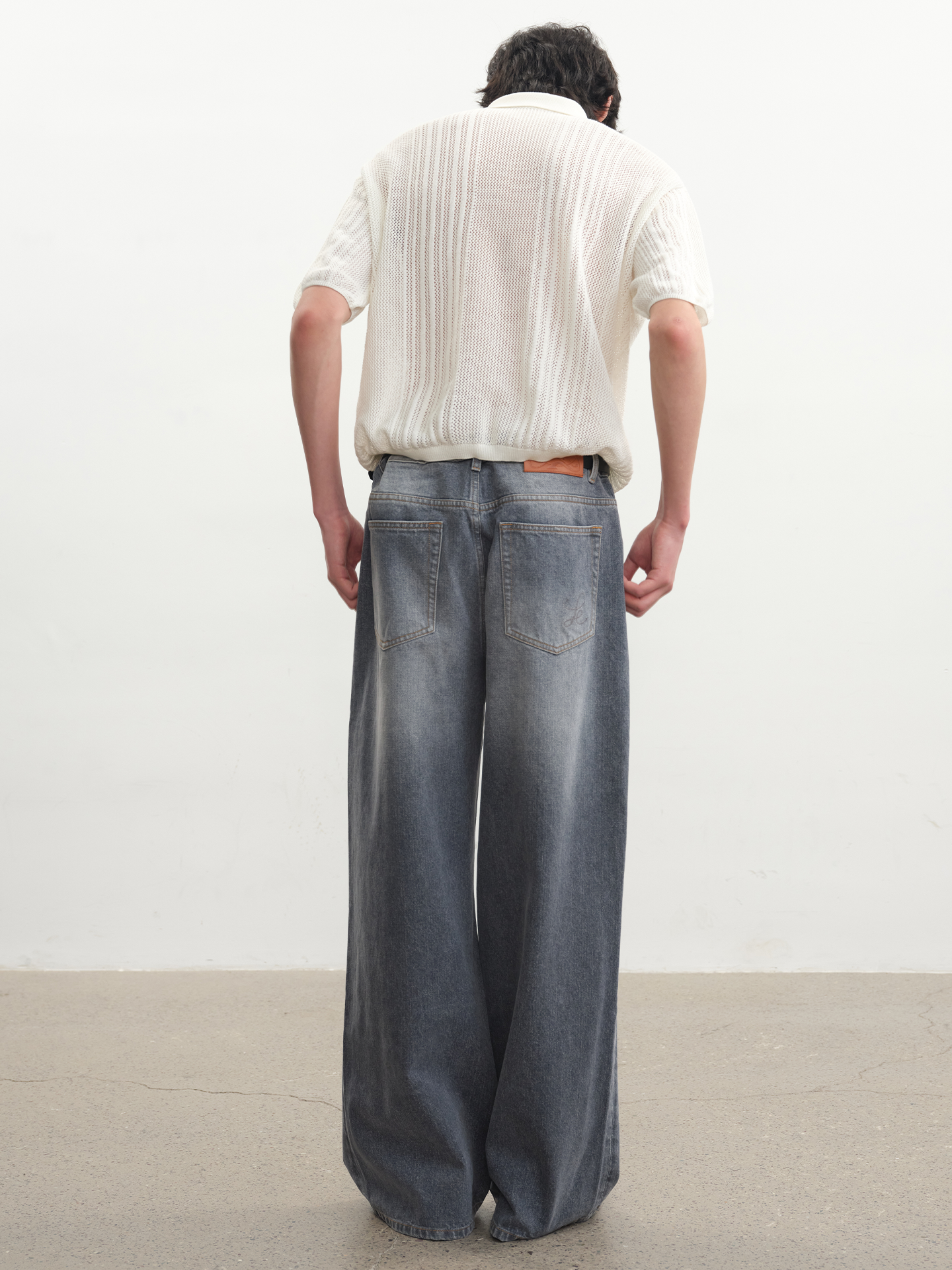 JCAESAR Clean Straight‑Leg Washed Gray Jeans