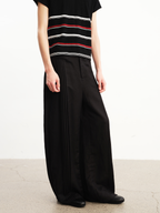JCAESAR lack Linen Trousers with Accordion Pleats