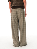 JCAESAR Checkered drawstring trousers with subtle grid pattern