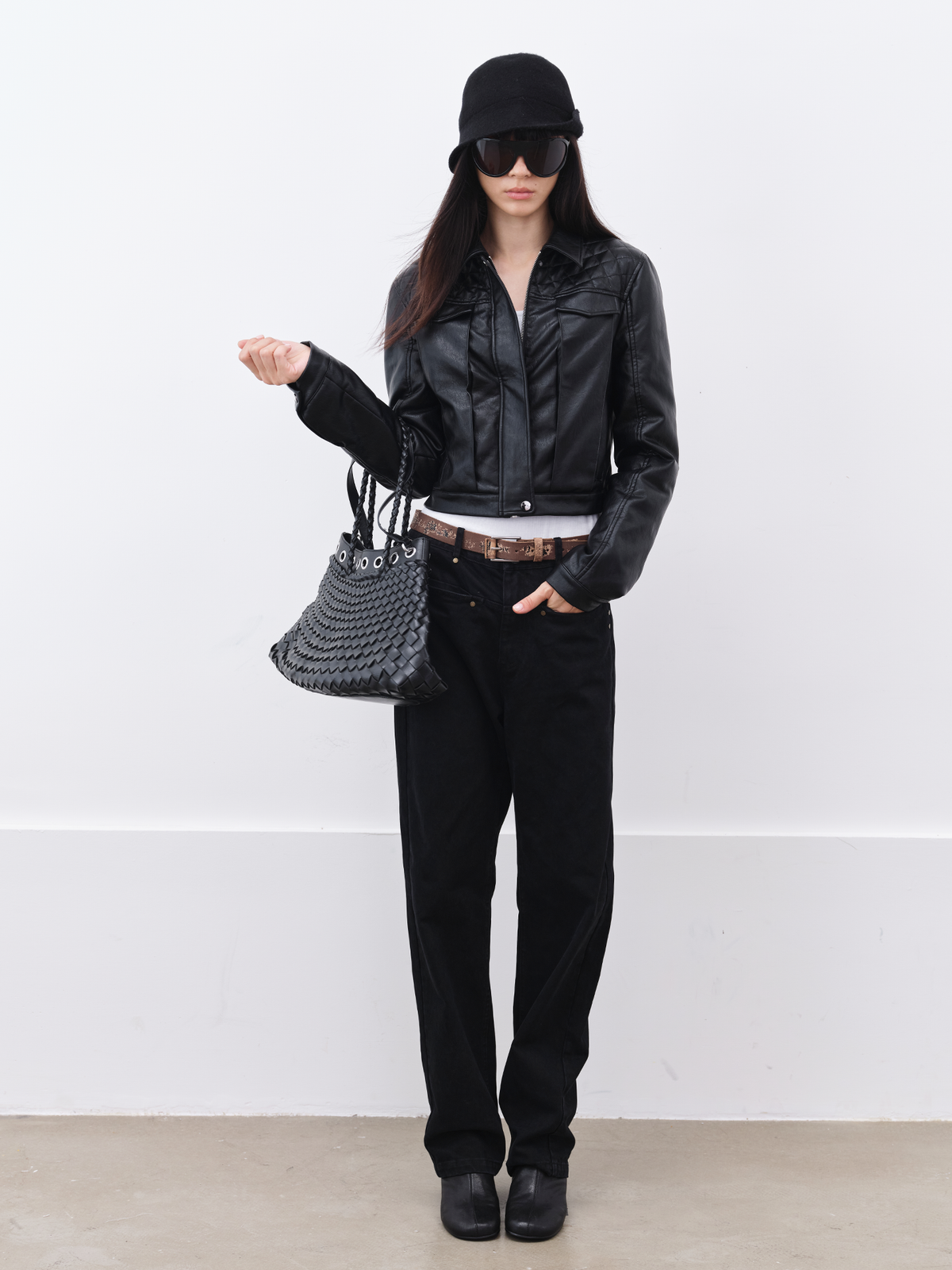 JCAESAR WOMEN Yuppie Vintage Washed Wide-Leg Trousers