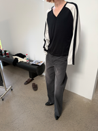 JCAESAR Contrast‑color raglan hockey long‑sleeve shirt