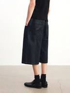 JCAESAR Wax‑Finished Denim Cropped Pants