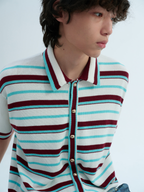 JCAESAR Striped mint shirt with gold buttons