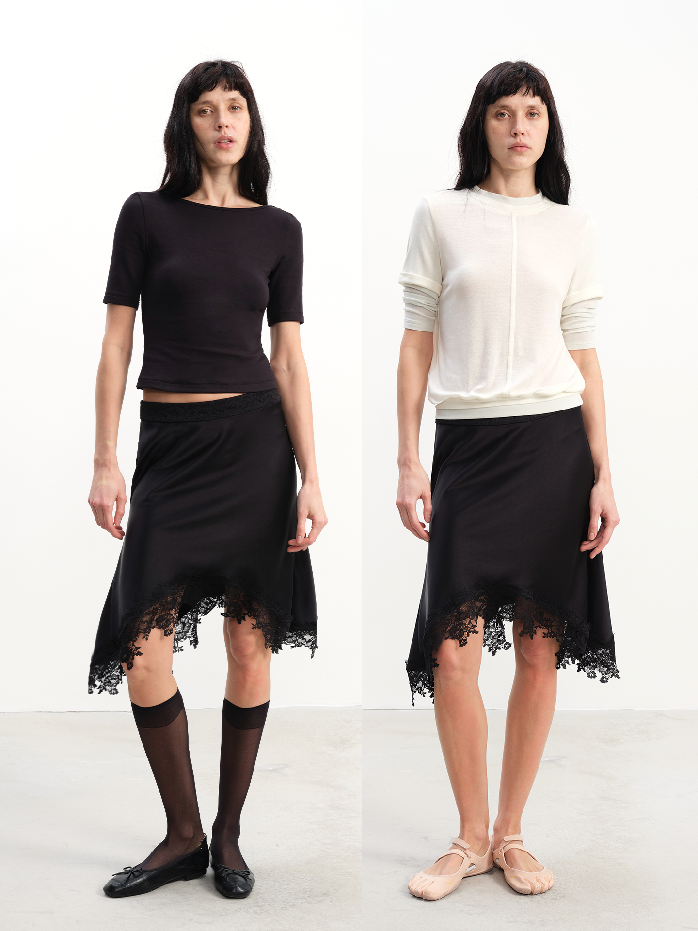 JCAESAR WOMEN Lace Satin Mermaid Skirt