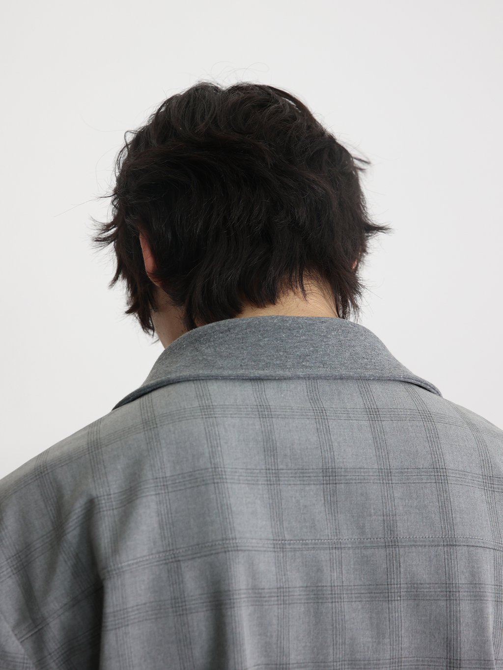 JCAEASAR Ribbed-neck half-zip plaid tee