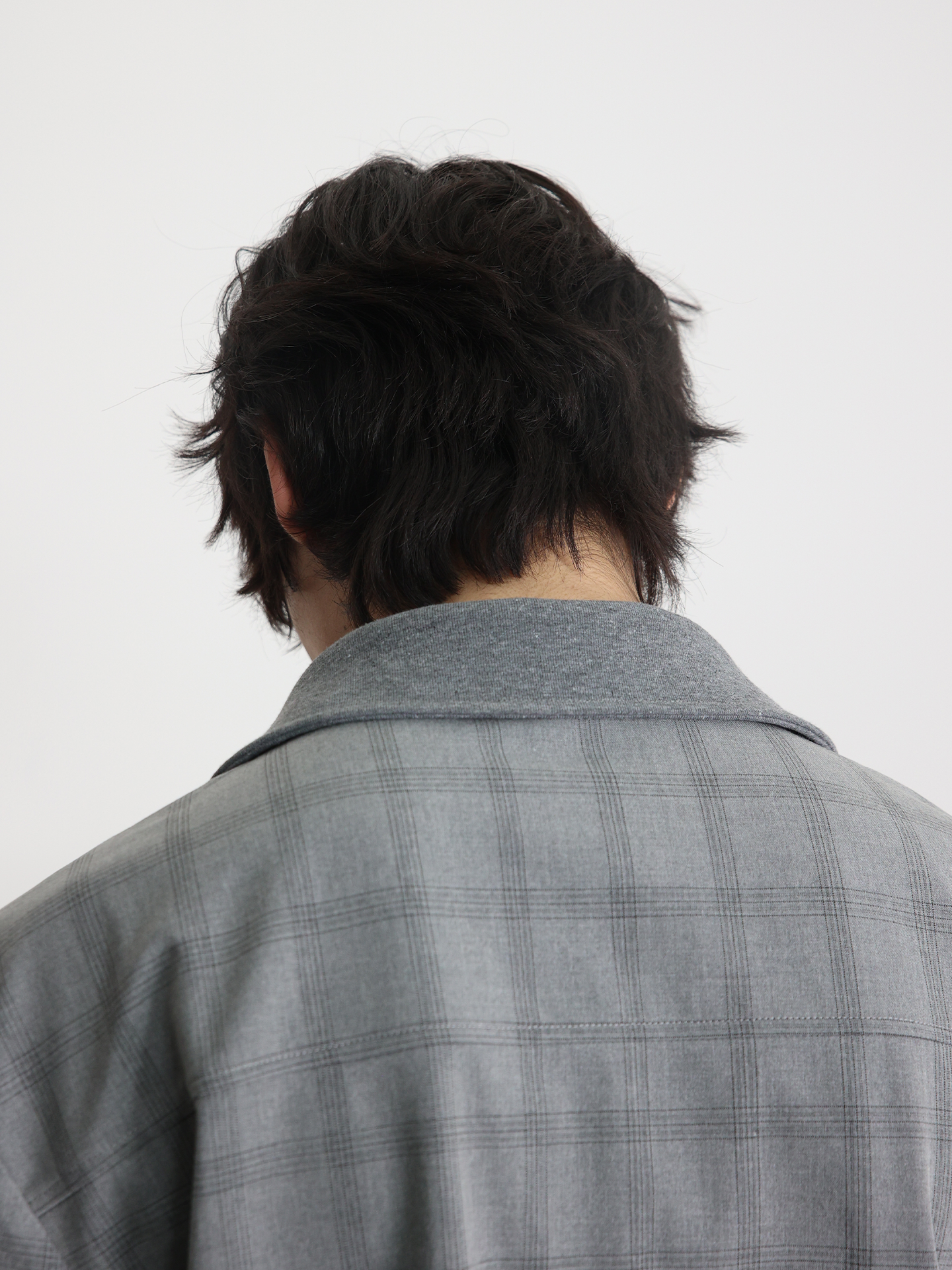 JCAEASAR Ribbed-neck half-zip plaid tee