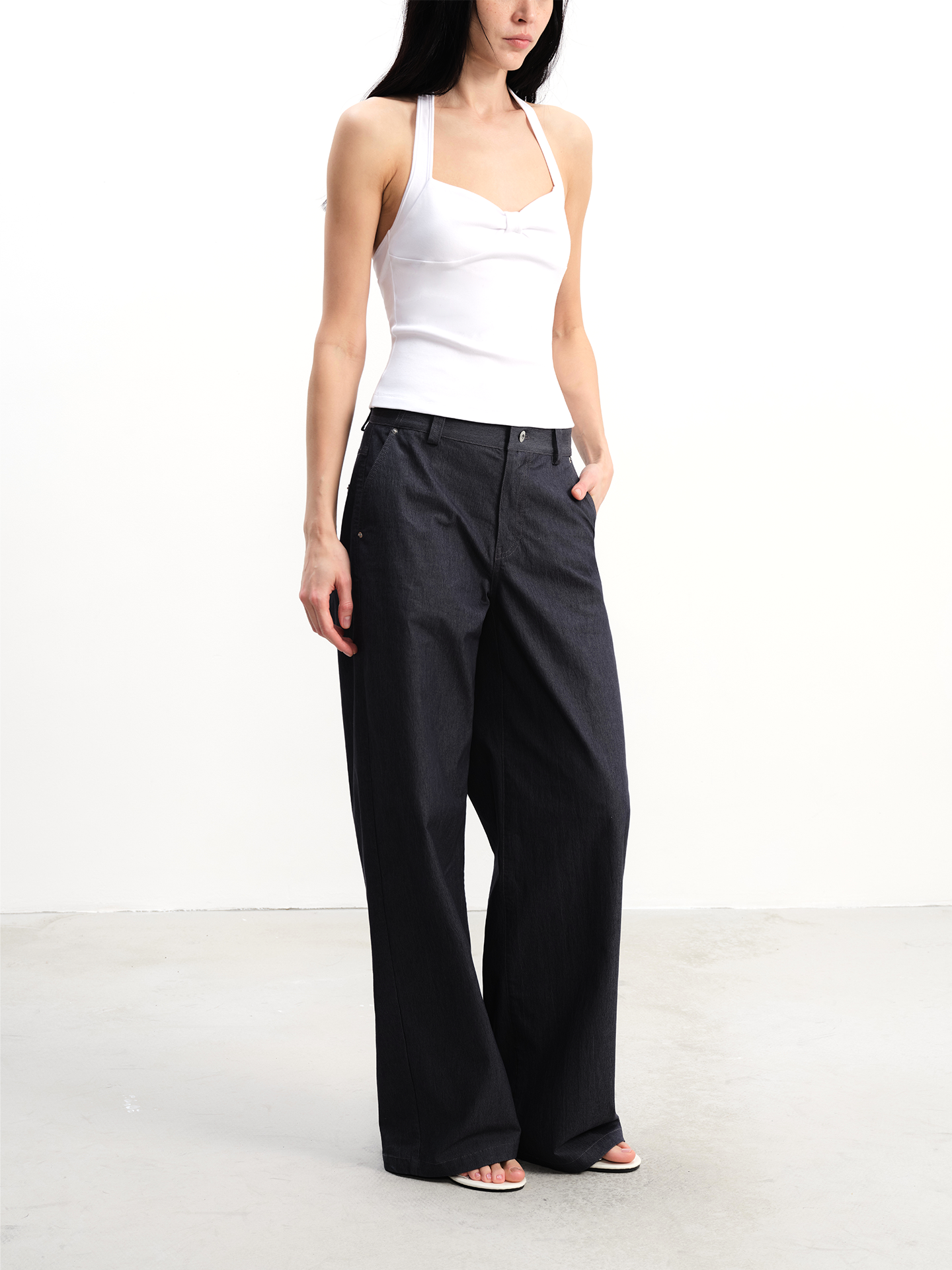 JCAESAR WOMEN Grey-Blue Utility Cargo Trousers