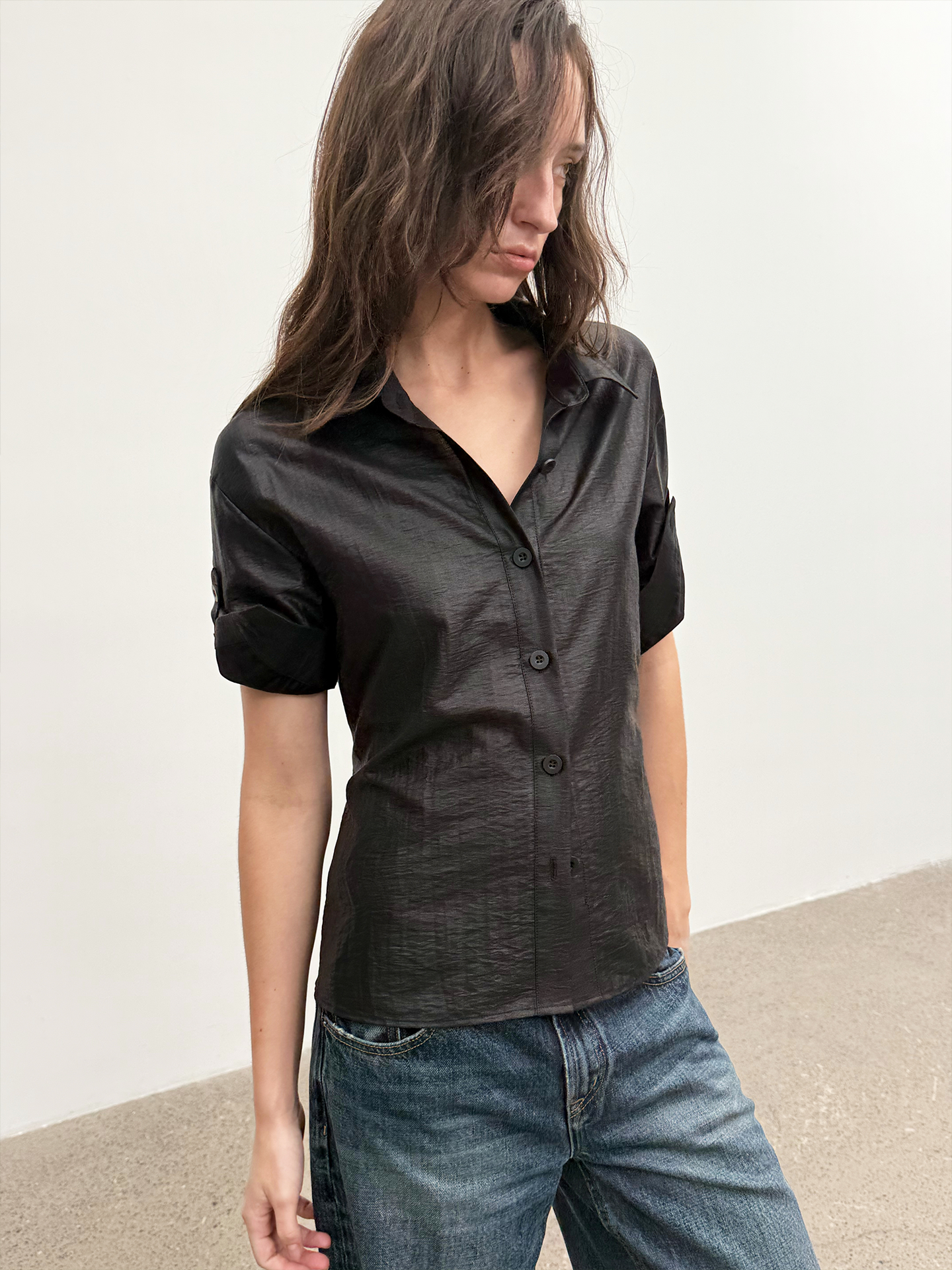 JCAESAR WOMEN Waxed adjustable‑waist shirt