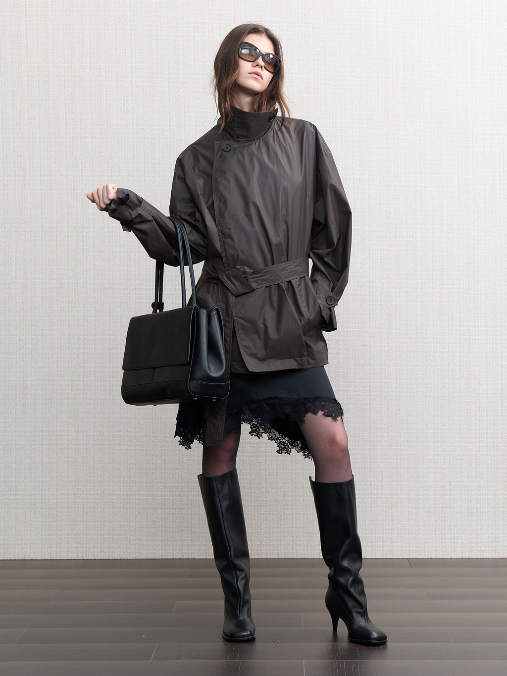 JCAESAR WOMEN Urban rain‑night waxed trench coat