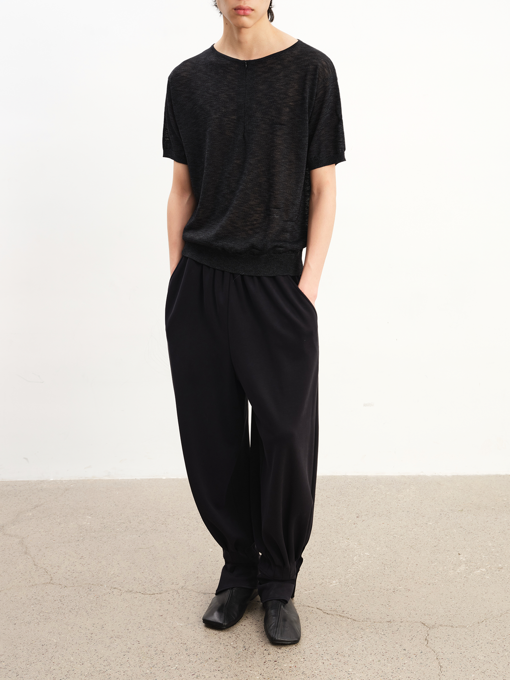 JCAESAR Half‑Zip Slub‑Texture Short‑Sleeve Top