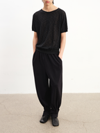 JCAESAR Half‑Zip Slub‑Texture Short‑Sleeve Top