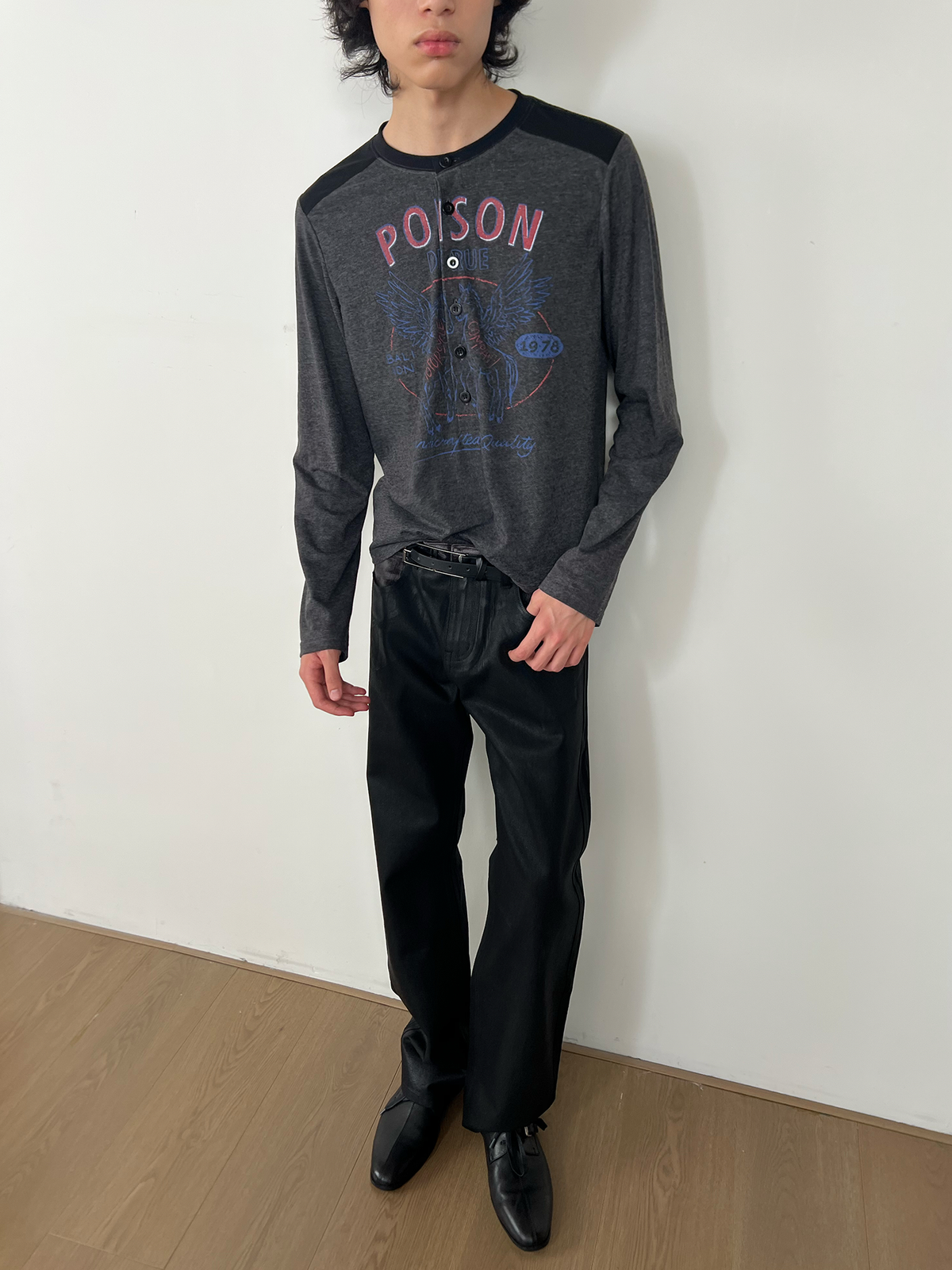 JCAESAR Motorcycle Pegasus Print Long-Sleeve Shirt