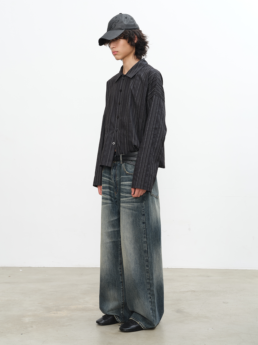 JCAESAR Blue-Gray Washed Denim Jeans