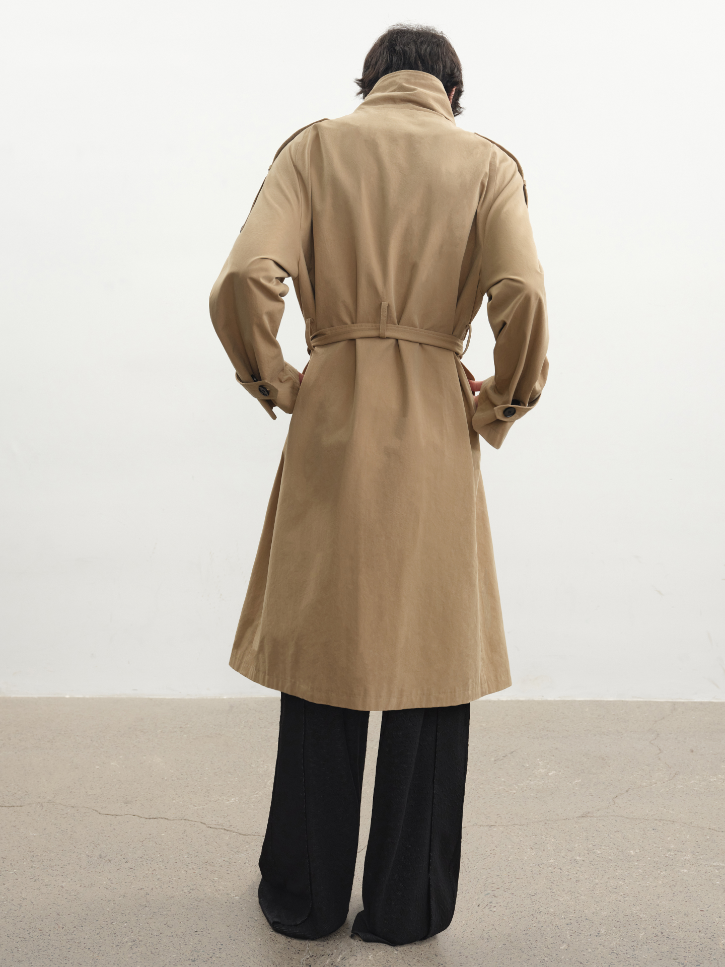 JCAESAR Belted Trench Coat with Shoulder Epaulets - jcaesarclo