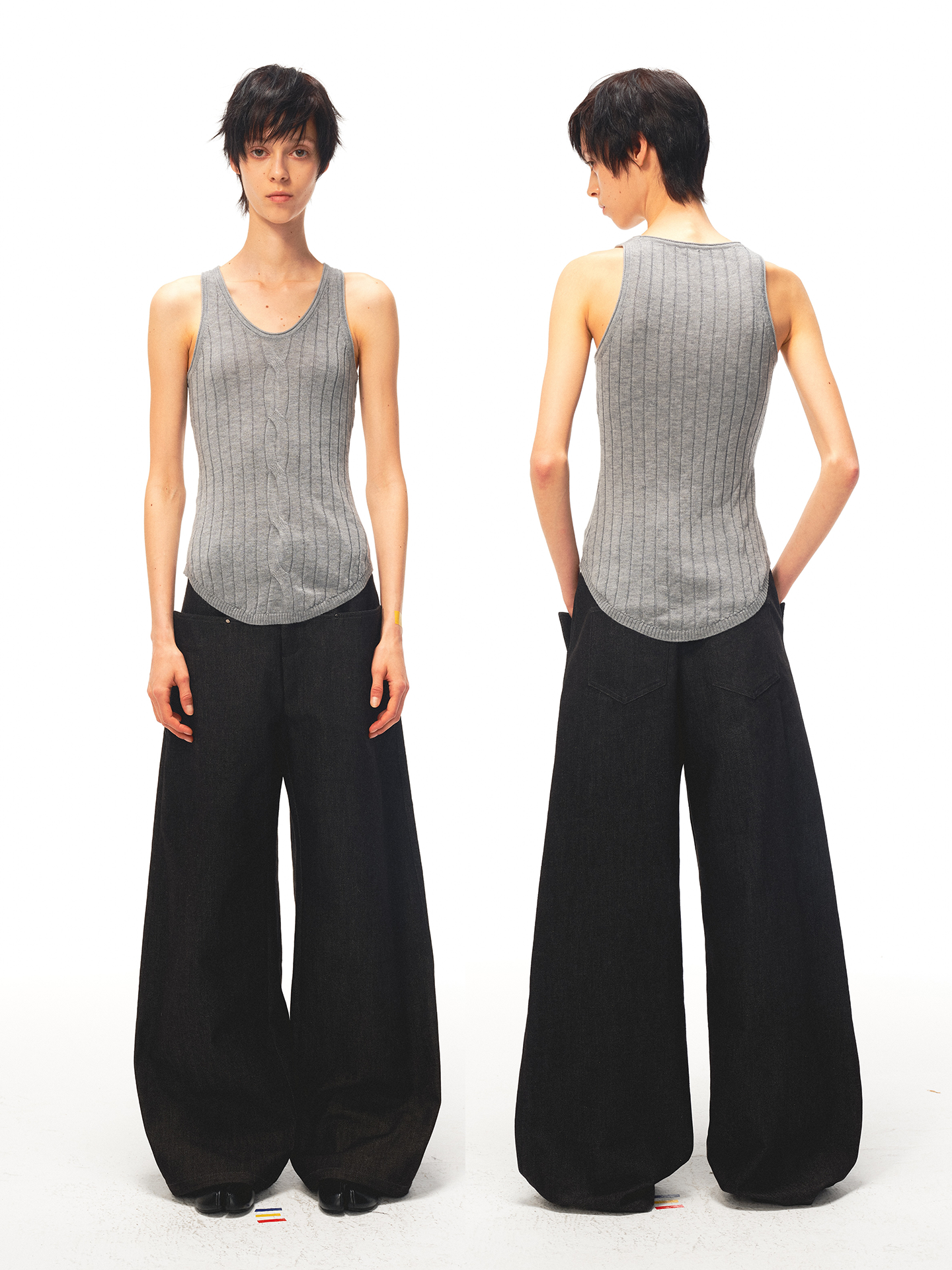 JCAESAR WOMEN Waist‑shaped cable‑knit fitted tank