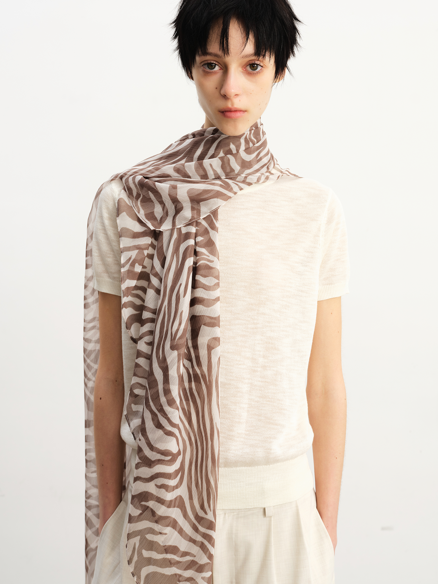 JCAESAR WOMEN Zebra-print silk scarf