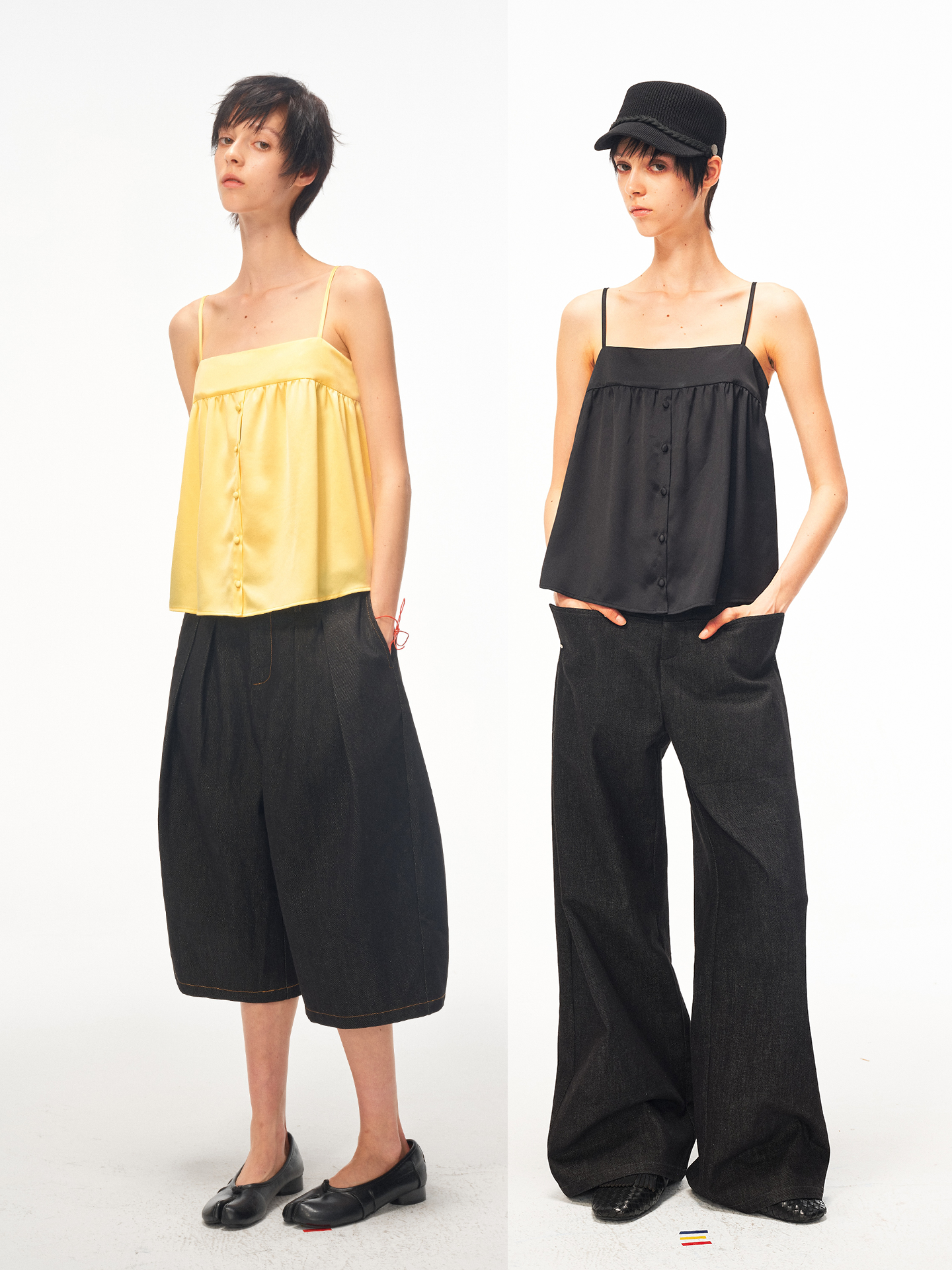 JCAESAR WOMEN Willow‑drape half‑placket cami