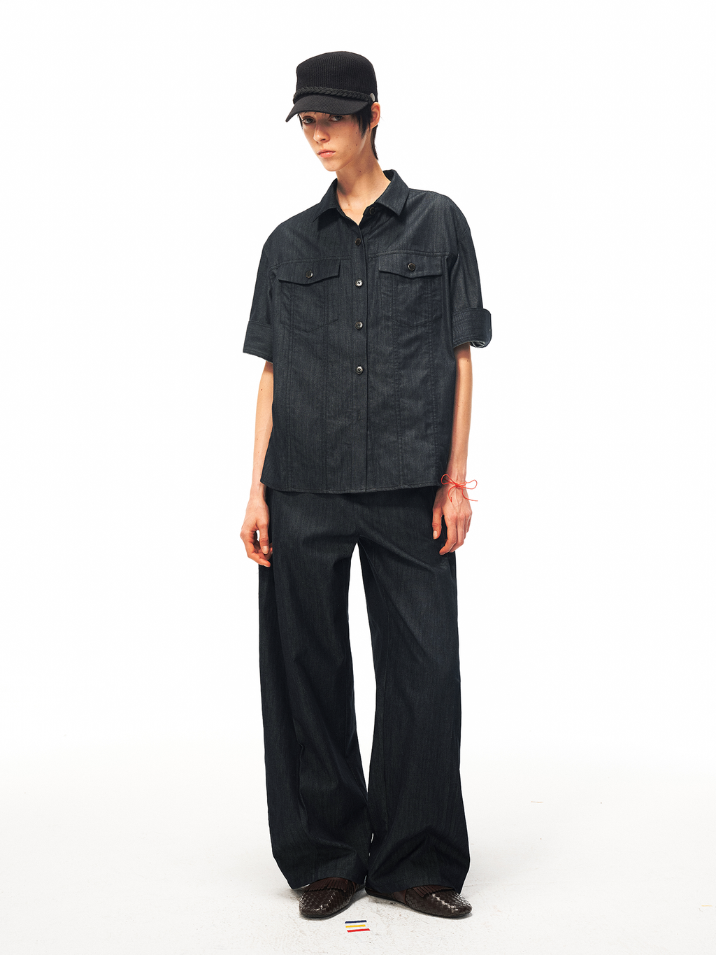 JCAESAR WOMEN Mid‑sleeve folded dandy shirt