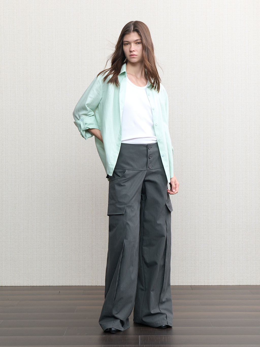 JCAESAR WOMEN Straight-Leg Cargo Pants with 3D Rectangular Pockets