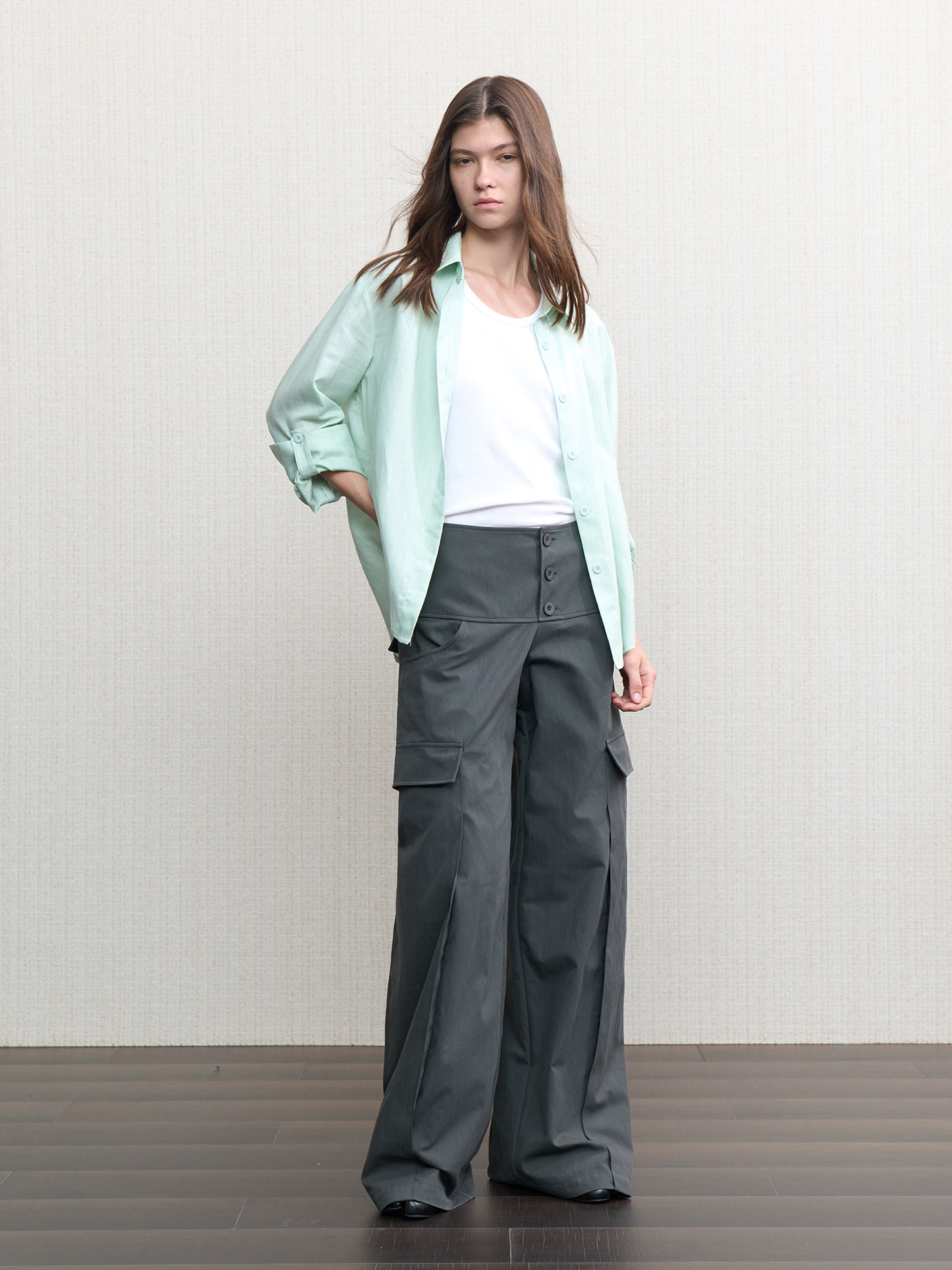 JCAESAR WOMEN Straight-Leg Cargo Pants with 3D Rectangular Pockets
