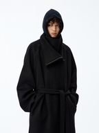 JCAESAR Asymmetric Zipper Belted Coat