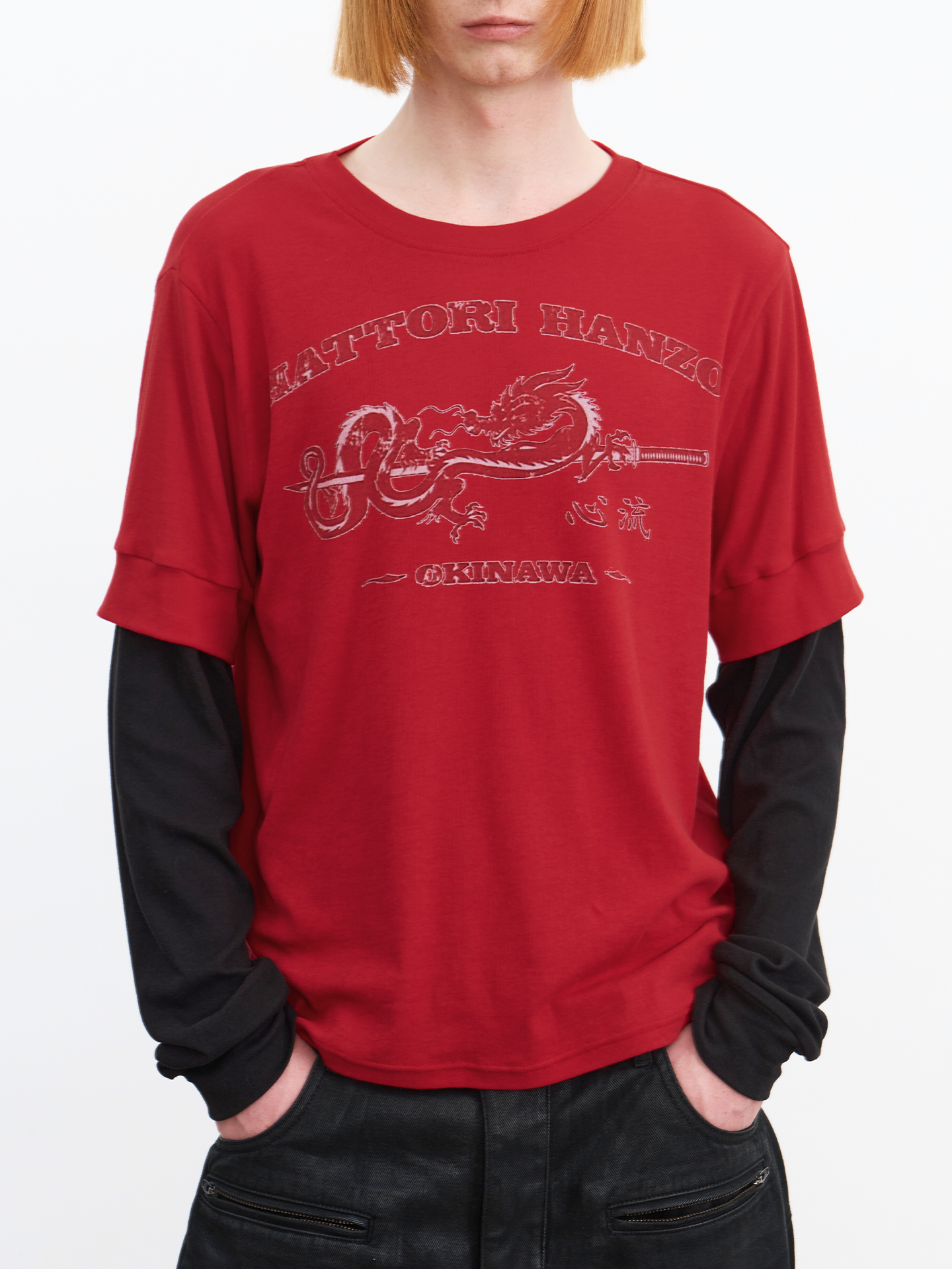 JCAESAR Flow Faux Two-Piece Graphic Long Sleeve