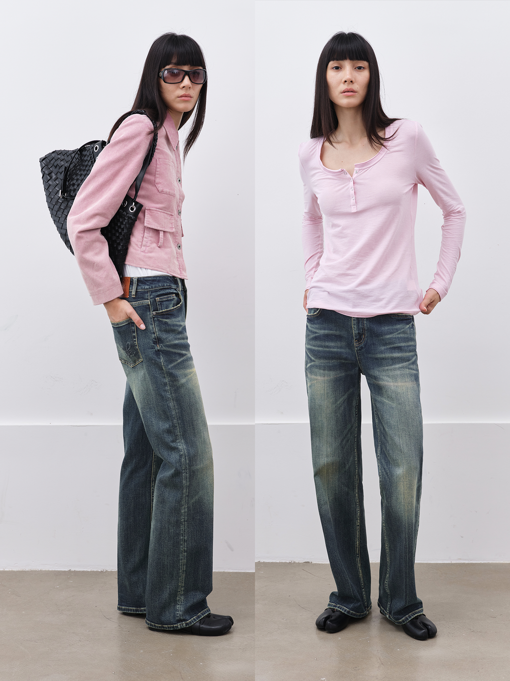 JCAESAR WOMEN Vintage Heavy-Wash Stretch Jeans