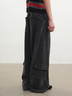 JCAESAR Washed Gray Trousers with Side Pockets - jcaesarclo