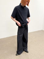 JCAESAR Dark Grid Texture Hidden-Pocket Shirt