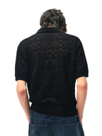 JCAESAR Hollow‑leaf patterned short‑sleeve knit shirt