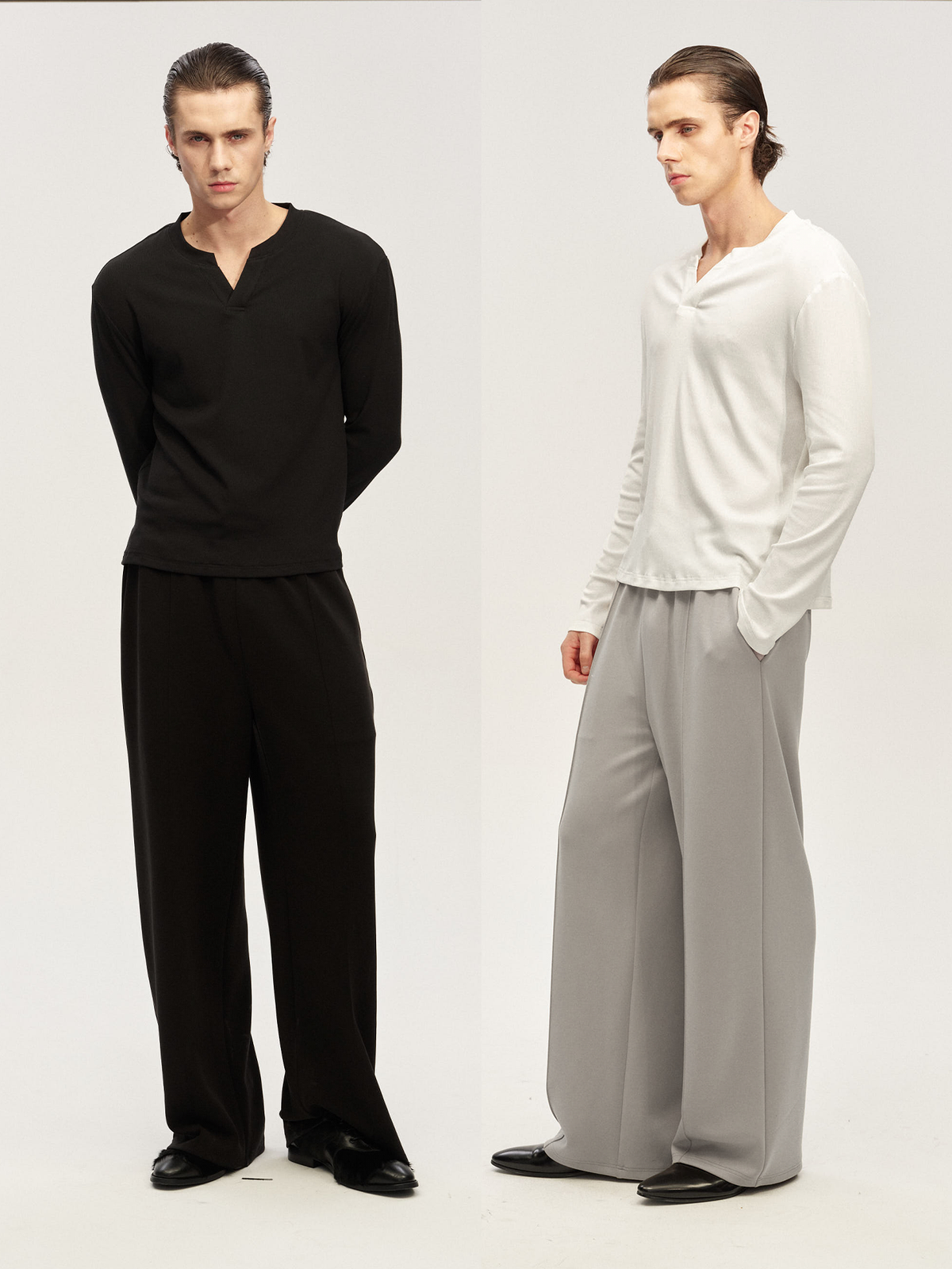 JCAESAR Long-Sleeve V-Neck Knit Top