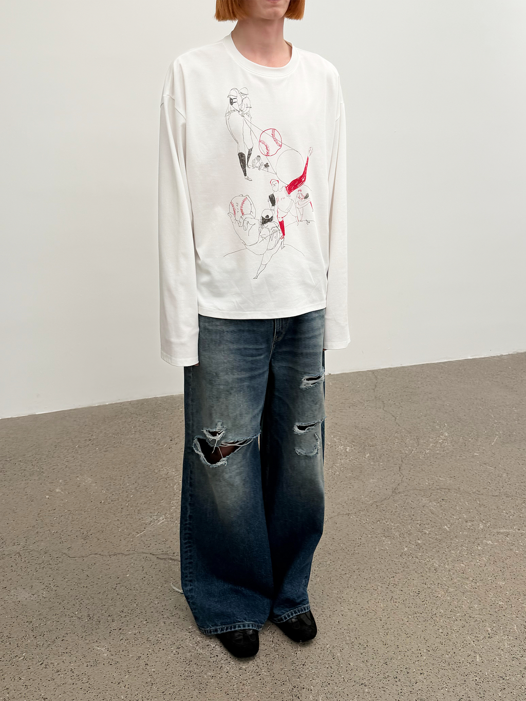JCAESAR Baseball battle‑print long‑sleeve shirt