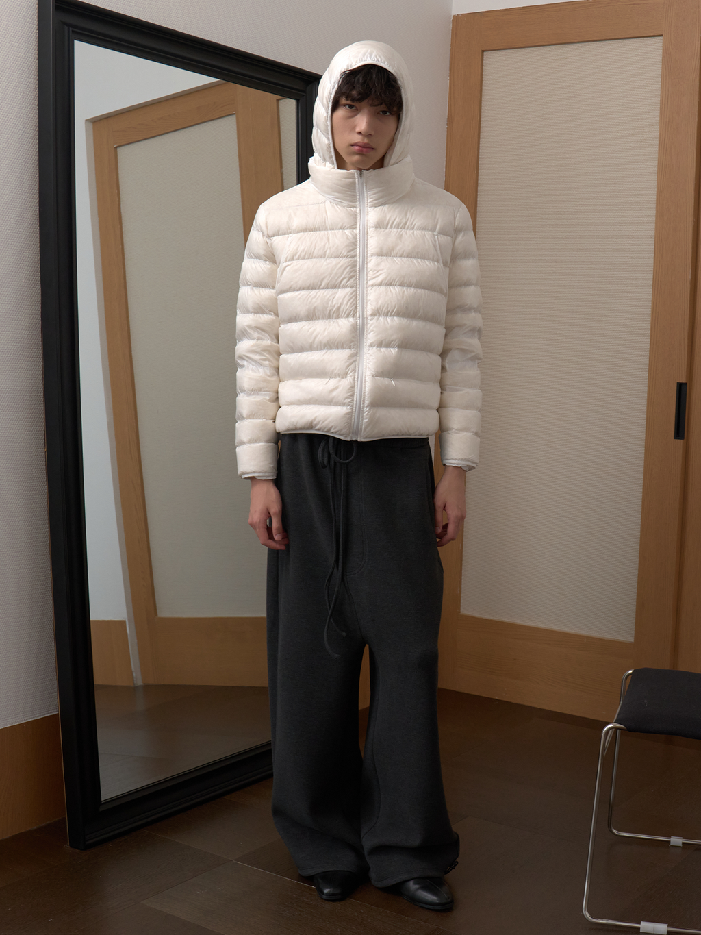 JCAESAR Sheer Baffle-Quilted Down Jacket