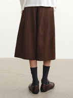 JCAESAR Houndstooth Pleated Cropped Pants - jcaesarclo