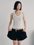 JCAESAR WOMEN Mock‑Placket Cut‑Out Knit Vest - jcaesarclo