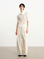 JCAESAR WOMEN Slouch-neck cutout argyle knit tee