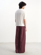 JCAESAR Striped Pleated Tie-Waist Trousers - jcaesarclo
