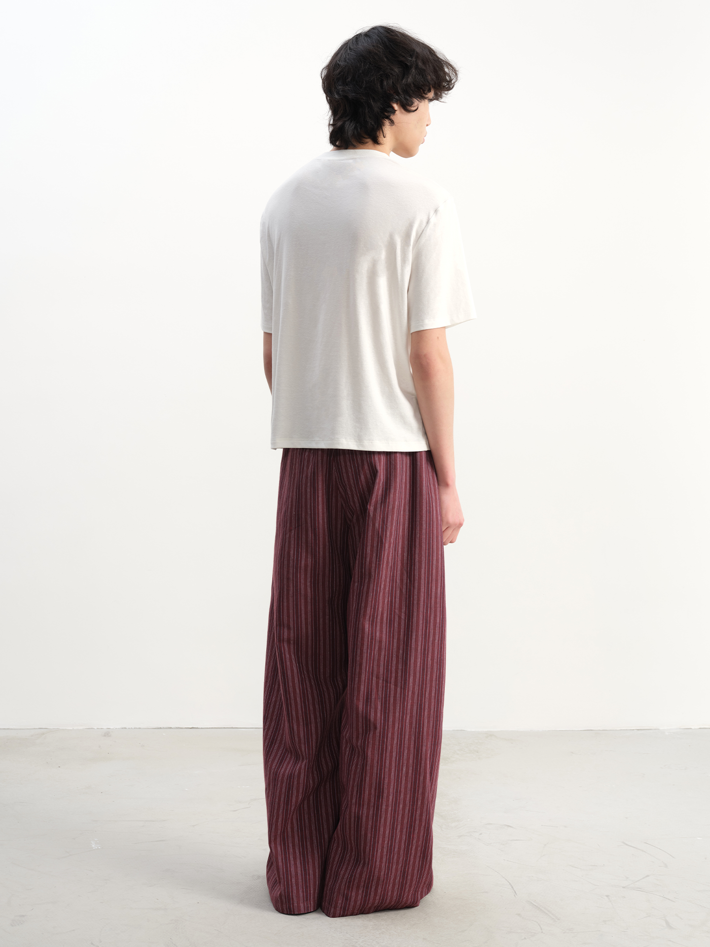 JCAESAR Striped Pleated Tie-Waist Trousers - jcaesarclo