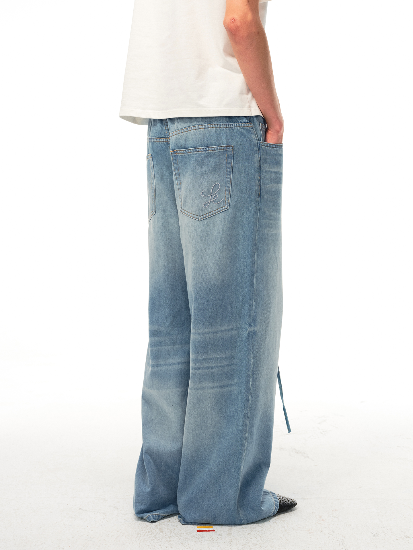 JCAESAR Lightweight drawstring sleep pants in blue denim