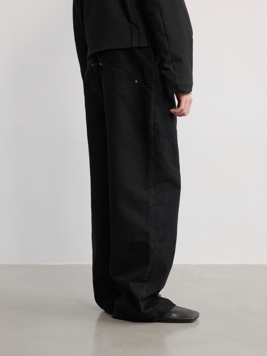 JCAESAR Straight Back Pocket Black Jeans - jcaesarclo