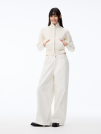 JCAESAR WOMEN Wide-Leg White Jeans With Side Pleat - jcaesarclo
