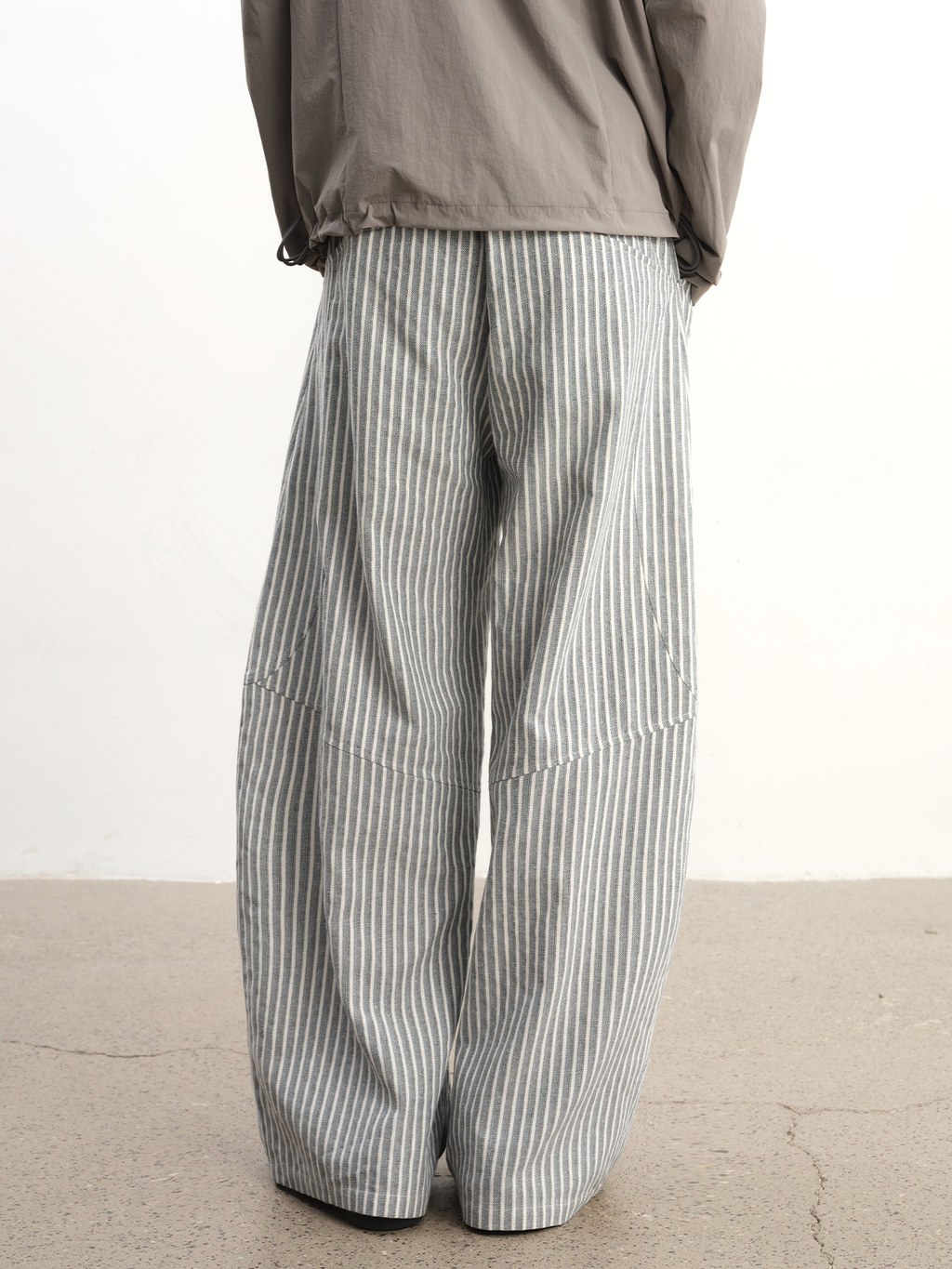 JCAEASAR Striped structured ruched trousers