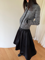 JCAESAR WOMEN High Neck Rolled Hem Mélange Sweater