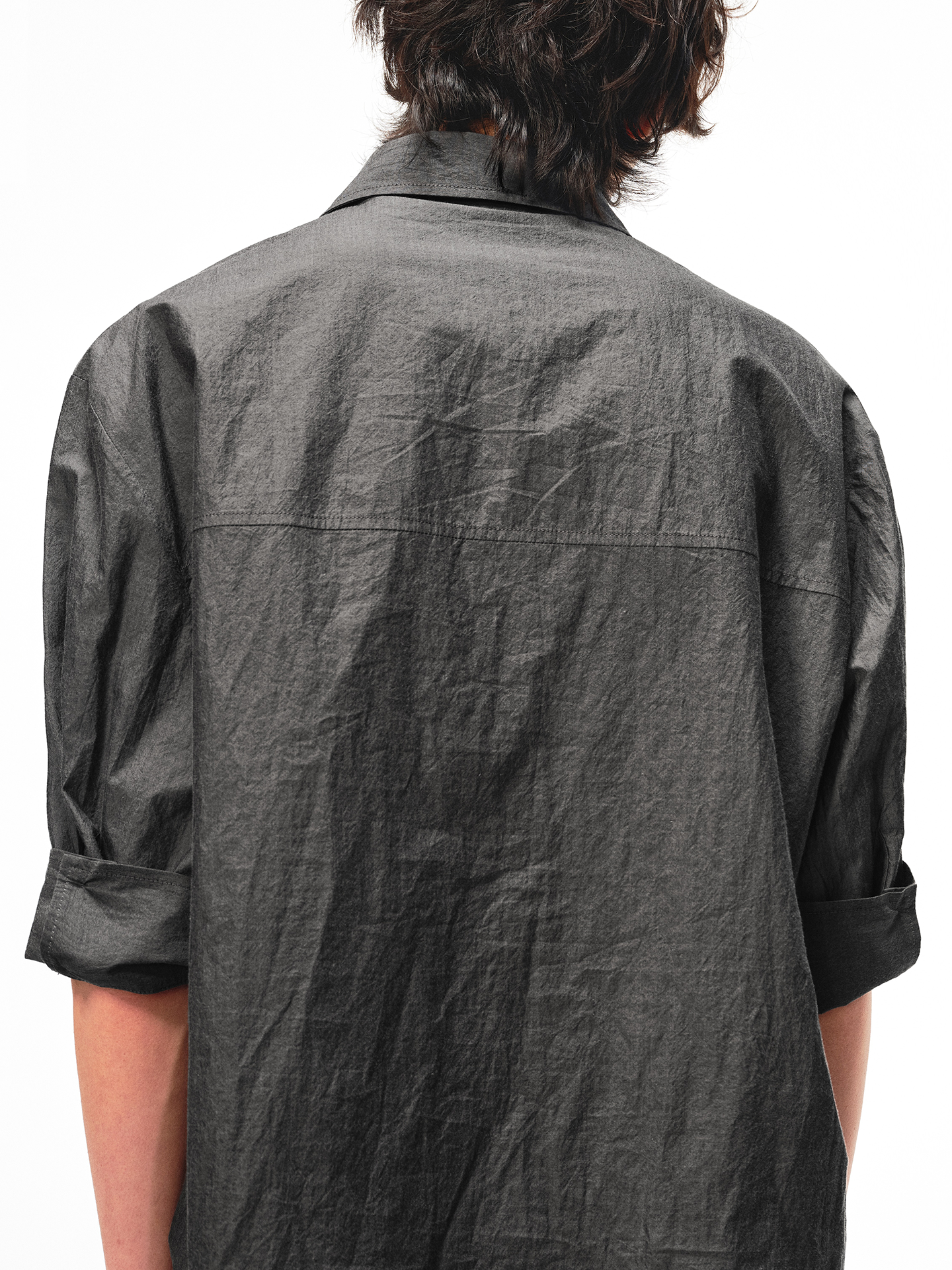 JCAESAR Half‑zip mid‑sleeve shirt with patch pocket in charcoal grey