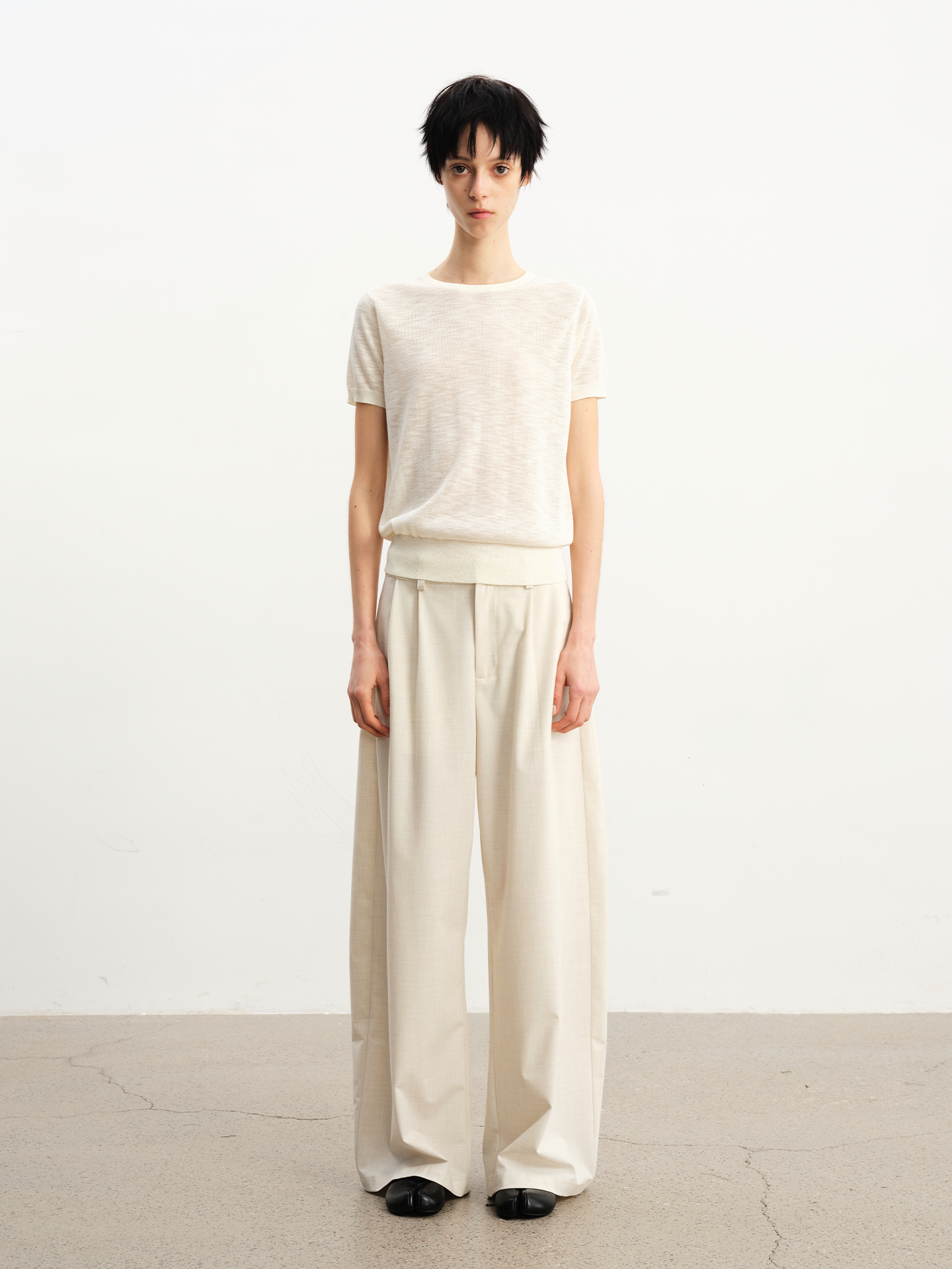JCAESAR WOMEN Pleated Low‑Crotch Curved‑Blade Pants