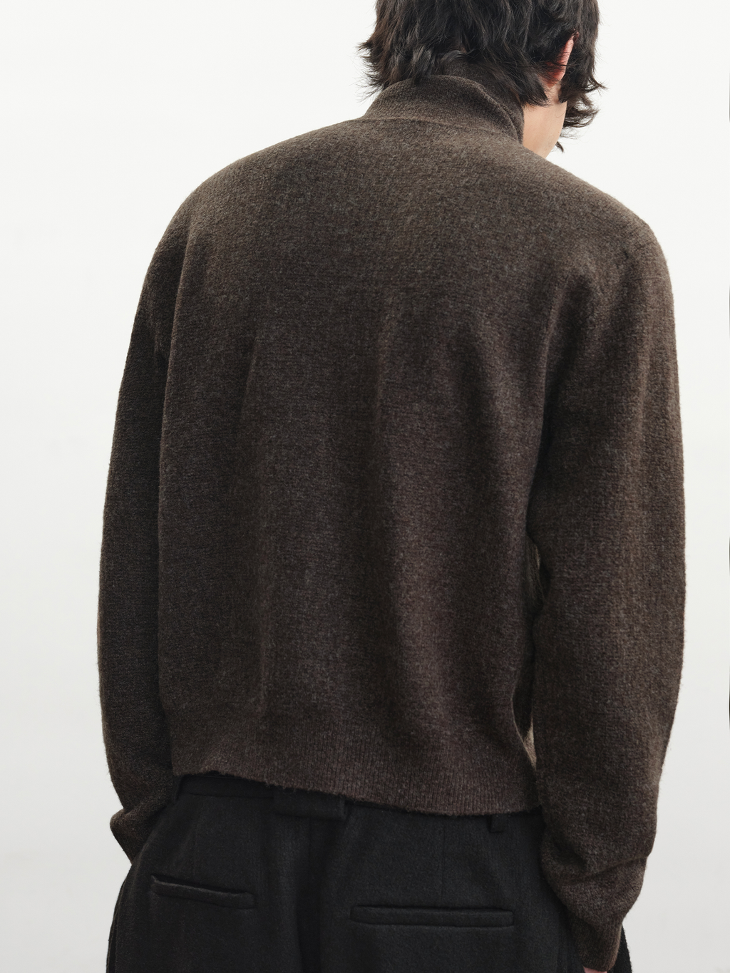 JCAESAR Heathered High‑Neck Cardigan Sweater