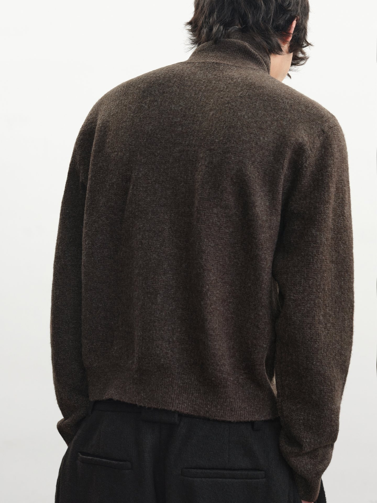 JCAESAR Heathered High‑Neck Cardigan Sweater