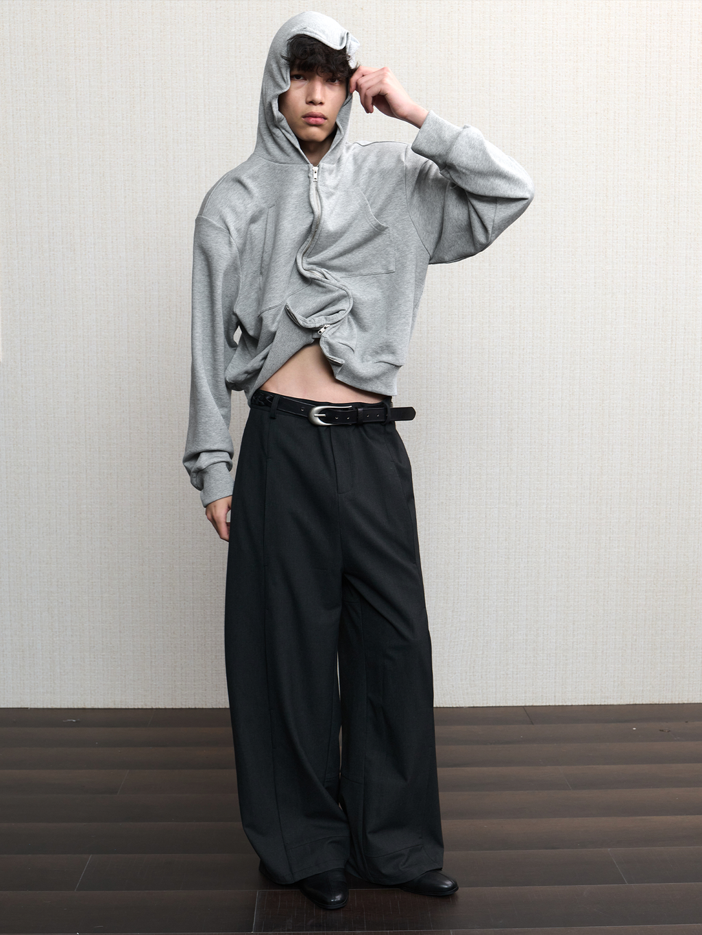 JCAESAR Power metallic‑thread hooded sweatshirt